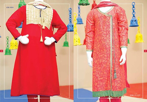 Angrakha Style Eid Kids Wear Dresses By Junaid Jamshed 2015 11