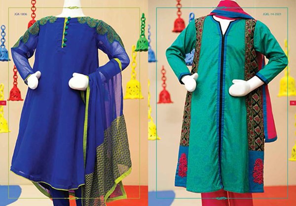 Angrakha Style Eid Kids Wear Dresses By Junaid Jamshed 2015 3