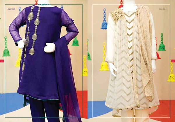 Angrakha Style Eid Kids Wear Dresses By Junaid Jamshed 2015 5