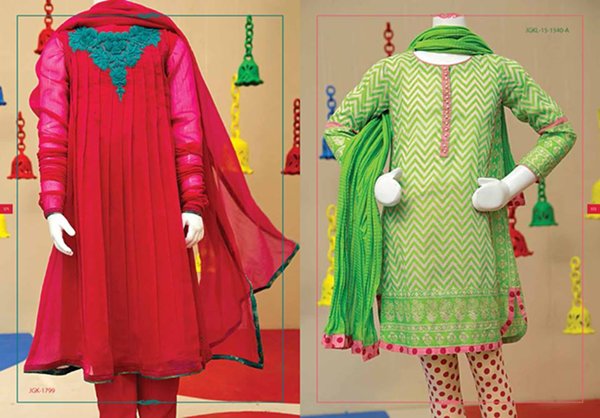 Angrakha Style Eid Kids Wear Dresses By Junaid Jamshed 2015 8