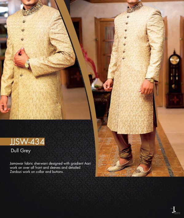 Jamawar Sherwani Designs For Groom By Junaid Jamshed 2015