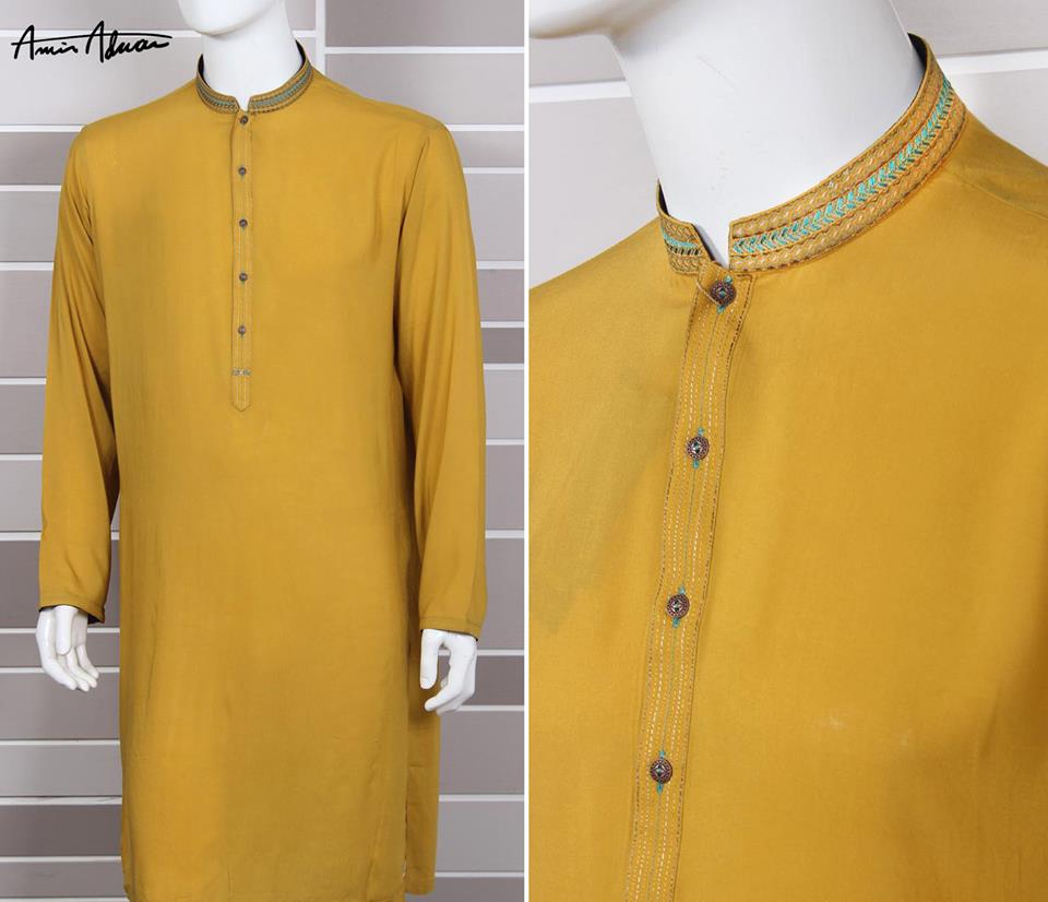 Mid Summer Kurta Designs For Men By Amir Adnan 2015 17