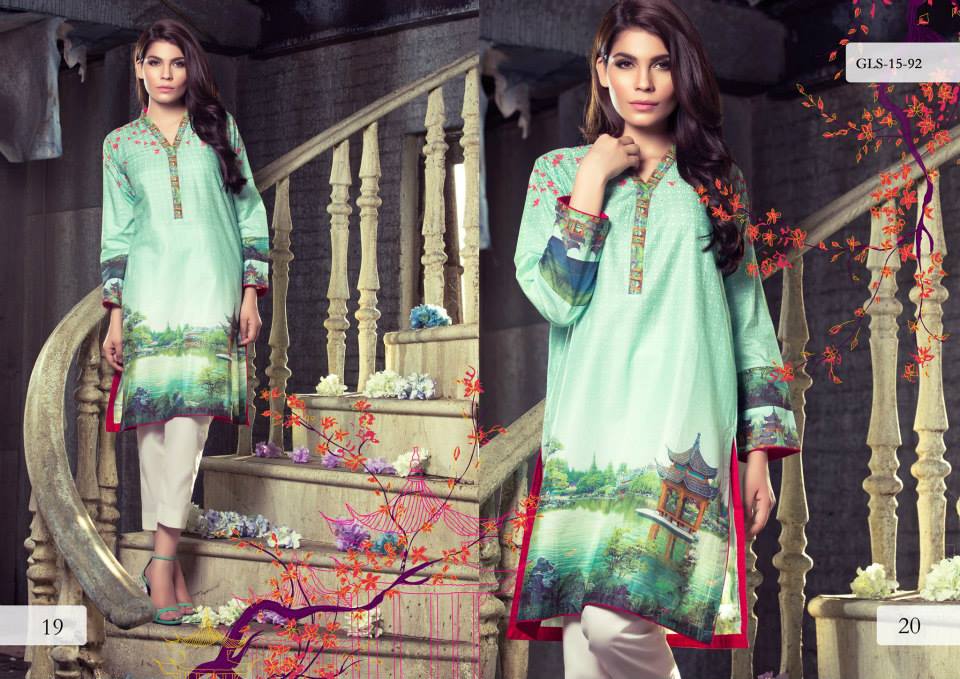 Digital Pret Kurtis Eid Wear Ideas Collection By Gul Ahmed 2015-16 17