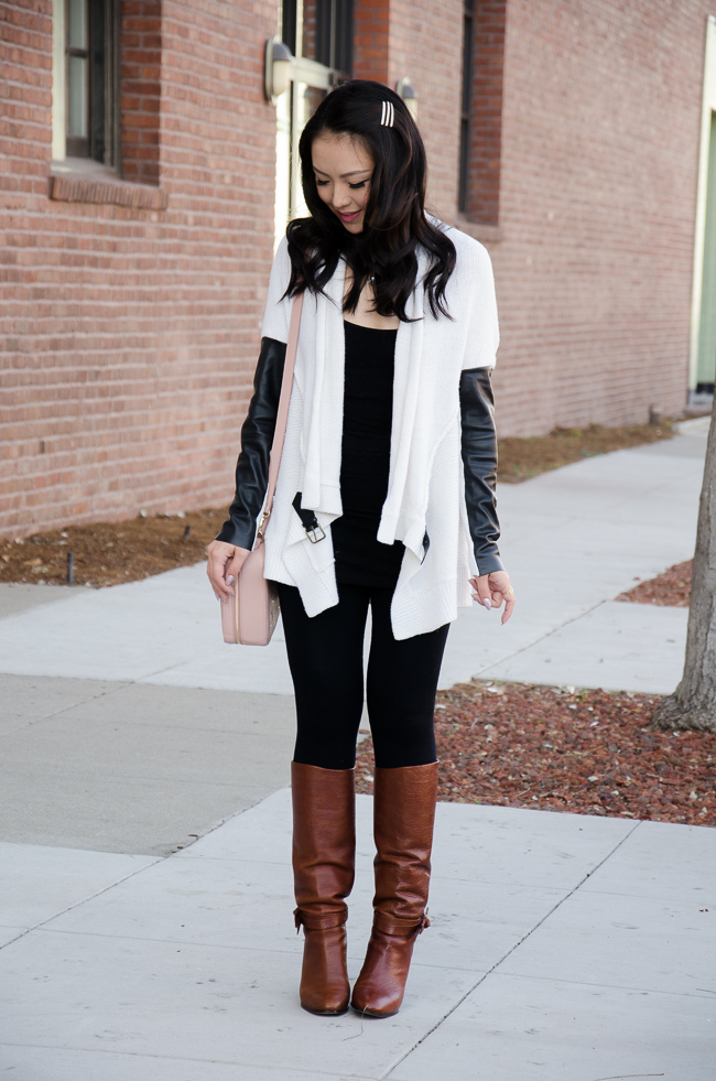 winter outfit with long shoes