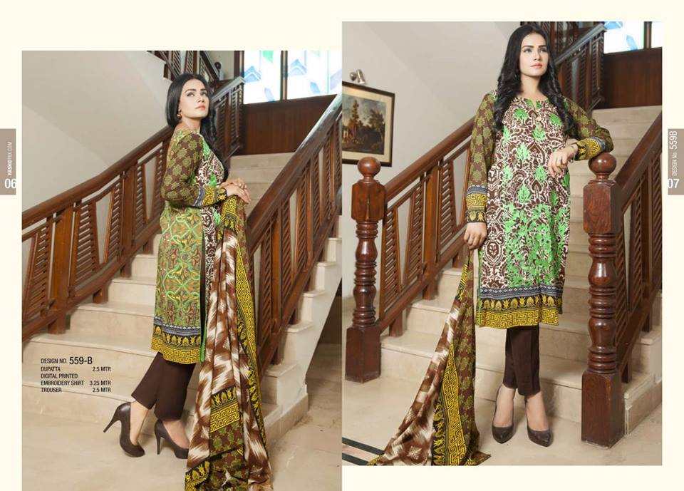 Linen Digital Embroidery On Kameez By Rashid 2015-16 10