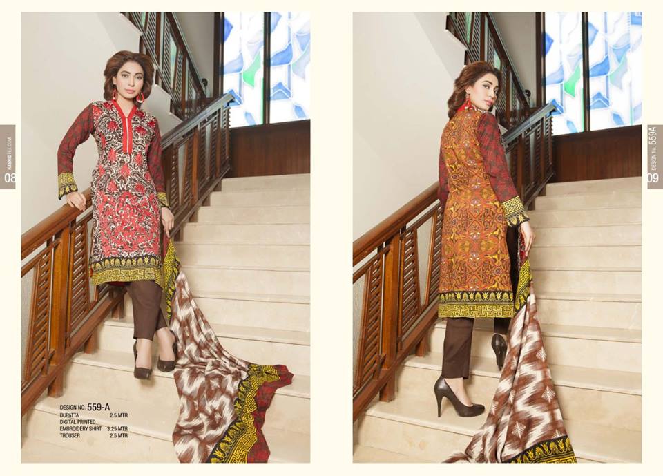 Linen Digital Embroidery On Kameez By Rashid 2015-16 13