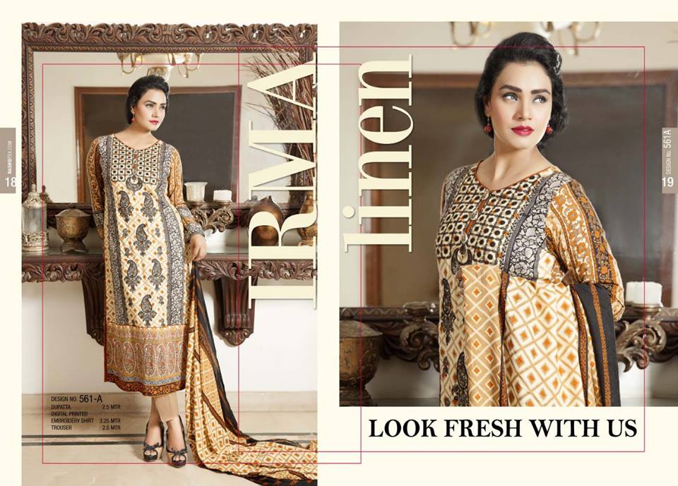 Linen Digital Embroidery On Kameez By Rashid 2015-16 14