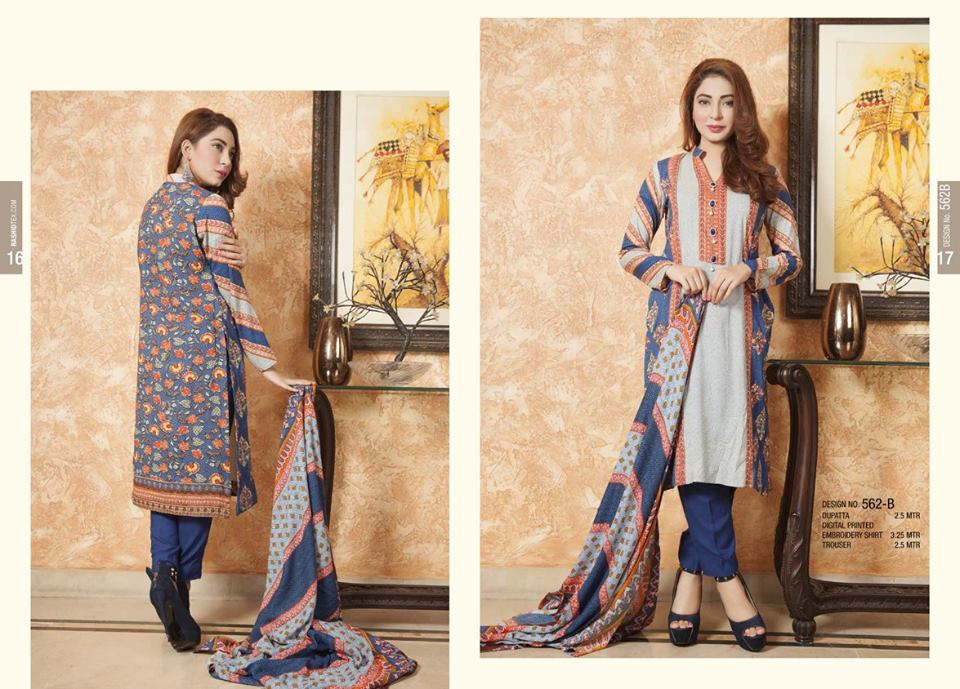 Linen Digital Embroidery On Kameez By Rashid 2015-16