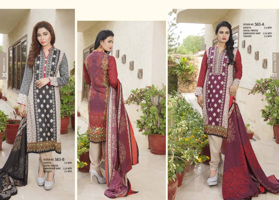 Linen Digital Embroidery On Kameez By Rashid 2015-16 2