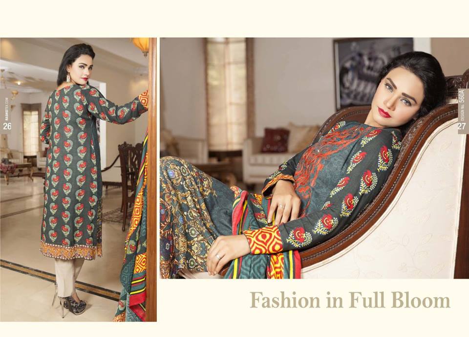 Linen Digital Embroidery On Kameez By Rashid 2015-16 3