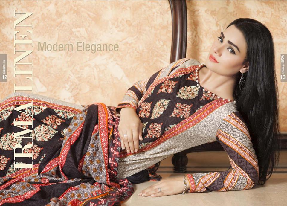 Linen Digital Embroidery On Kameez By Rashid 2015-16 6