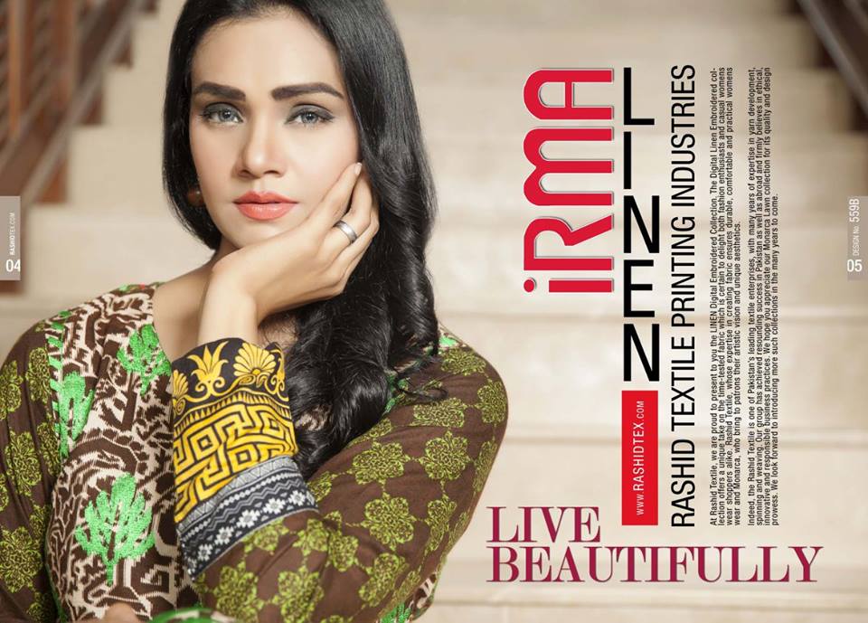 Linen Digital Embroidery On Kameez By Rashid 2015-16