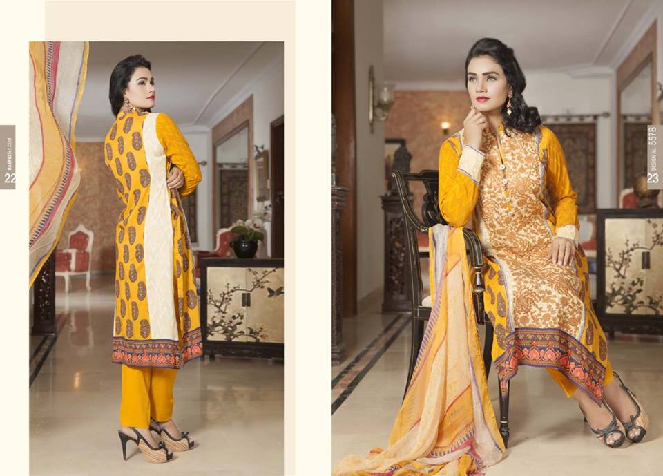 Linen Digital Embroidery On Kameez By Rashid 2015-16 9