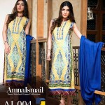 Semi Stitched Linen Shalwar Kameez By Amna Ismael 2015 5