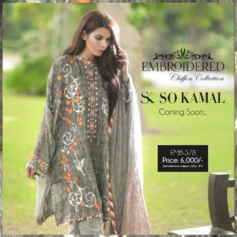 Silk Chiffon Embroidered Dresses By So Kamal 2016 3