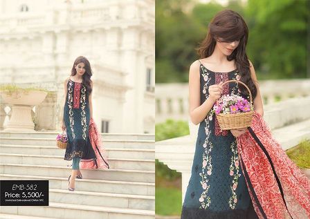 Silk Chiffon Embroidered Dresses By So Kamal 2016 6