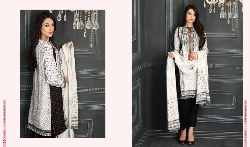 Linen Embroidered Casual Dresses By Firdous Cloth Mills 2015-16