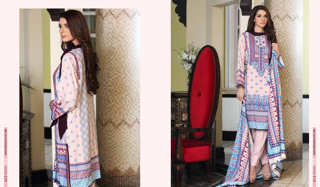 Linen Embroidered Casual Dresses By Firdous Cloth Mills 2015-16 10