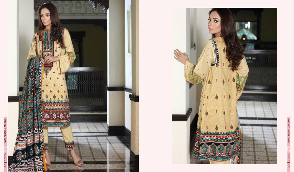 Linen Embroidered Casual Dresses By Firdous Cloth Mills 2015-16 12