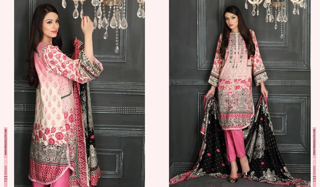 Linen Embroidered Casual Dresses By Firdous Cloth Mills 2015-16 3