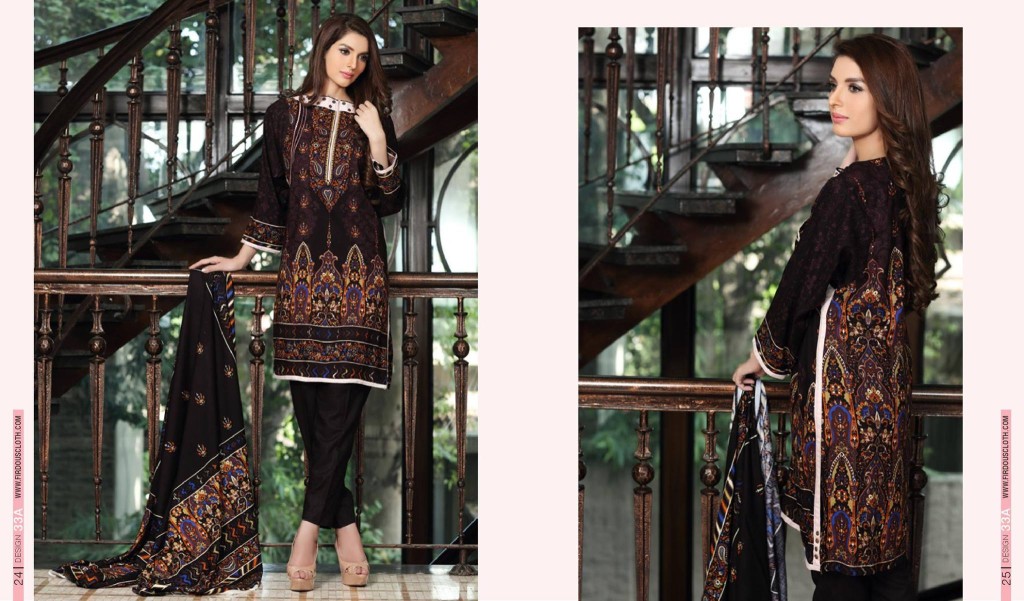 Linen Embroidered Casual Dresses By Firdous Cloth Mills 2015-16 4