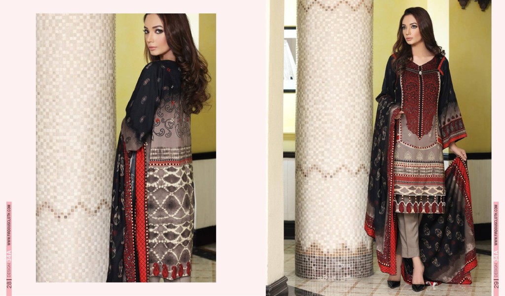 Linen Embroidered Casual Dresses By Firdous Cloth Mills 2015-16 5