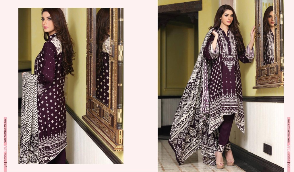 Linen Embroidered Casual Dresses By Firdous Cloth Mills 2015-16 7