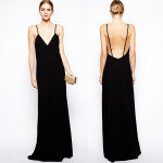 Black long slip dress