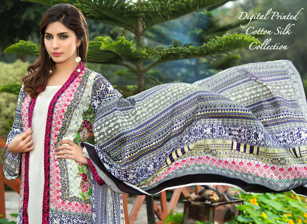 Digital Printed Cotton Silk UnStitched Collection 2016 4