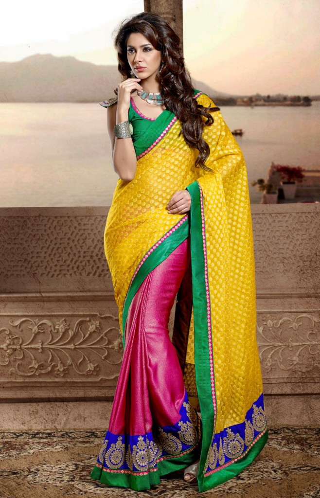 Semi Georgette Indian Saree Designs For Autumn Season 3