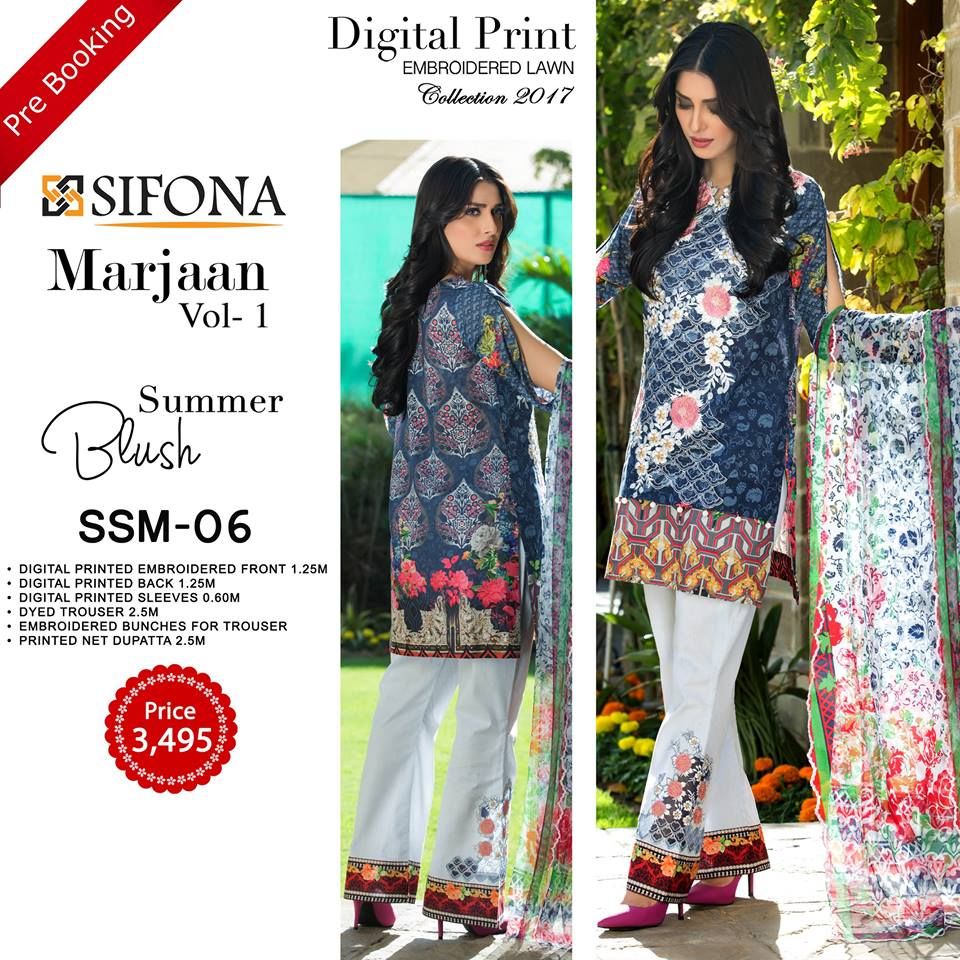 Sifona Marjaan Luxury Embroidered Lawn Dresses Summer 2017