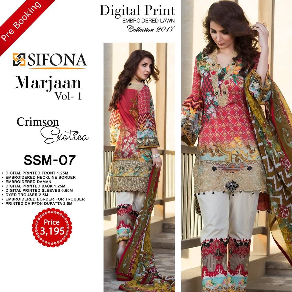 Sifona Marjaan Luxury Embroidered Lawn Dresses Summer 2017