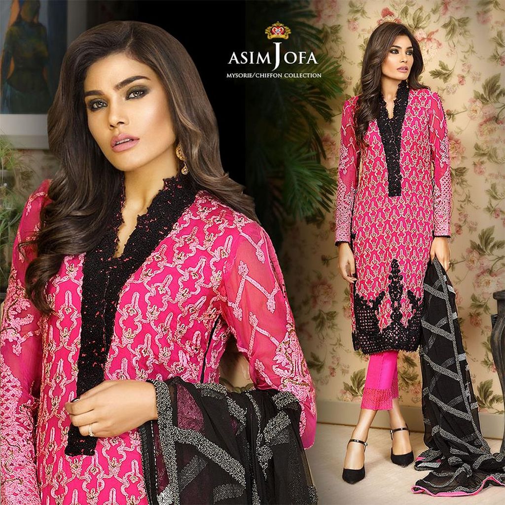 Asmin Jofa Luxury Chiffon Collection Winter Dresses 2018