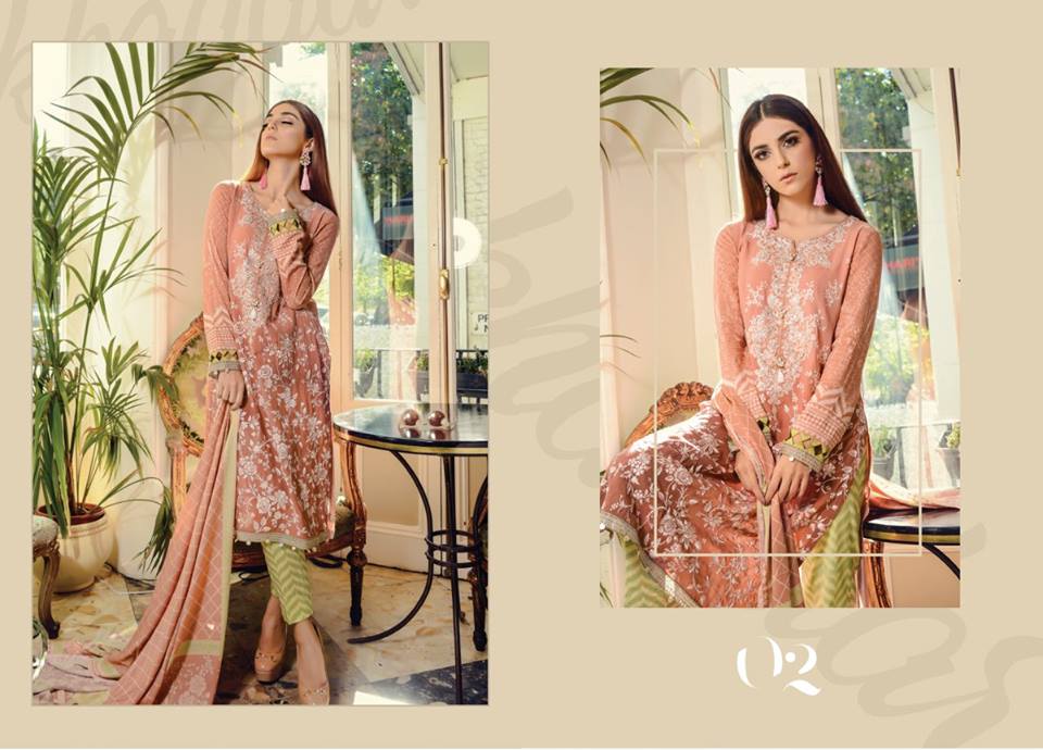Maria B Winter Formal Dresses Linen Collection 2018