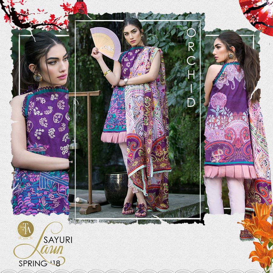 Sayuri Farah Talib Aziz Luxury Lawn Collection 2018